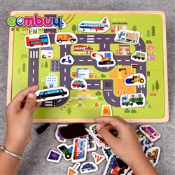 CB880938 - Traffic animals puzzle magnetic board wooden toys educational