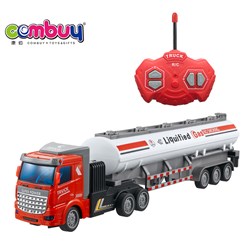 CB936481 - (factory version) 1:48 four-way light remote control flat head oil tank trailer (red)