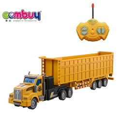 CB936484 - (factory version) 1:48 four-way lighting remote control long head engineering dump trailer (yellow)