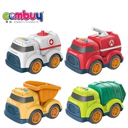 CB942072 - Cartoon taxi engineering vehicle set with light and music (medical vehicle + fire truck + dirt truck