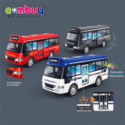 CB973288 - Flash light friction power inertia car city music bus with 8pcs