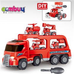 CB975053 - Inertia acousto-optic tractor fire truck (including 4 DIY small fire trucks +1 self loading screwdri
