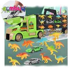 KB013440 - Friction inertia diecast car storage box dinosaur toys container carrier truck