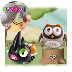 KB025473-KB025474 - Cartoon owl beetle swing wagging funny rotating electric mini animals toy