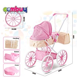 KB114774-KB114779 - Pretend Play Oxford Cloth Sunshade Round Bag Iron Doll Trolley Baby Stroller Toy