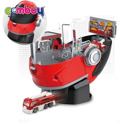 KB216707 - Diecast alloy car storage helmet box portable parking lot toy set