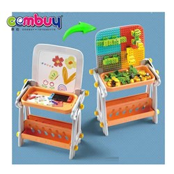 KB219184 - Educational Kids Study Desk Plastic 4 in 1 Drawing Board Building Blocks Toys Table